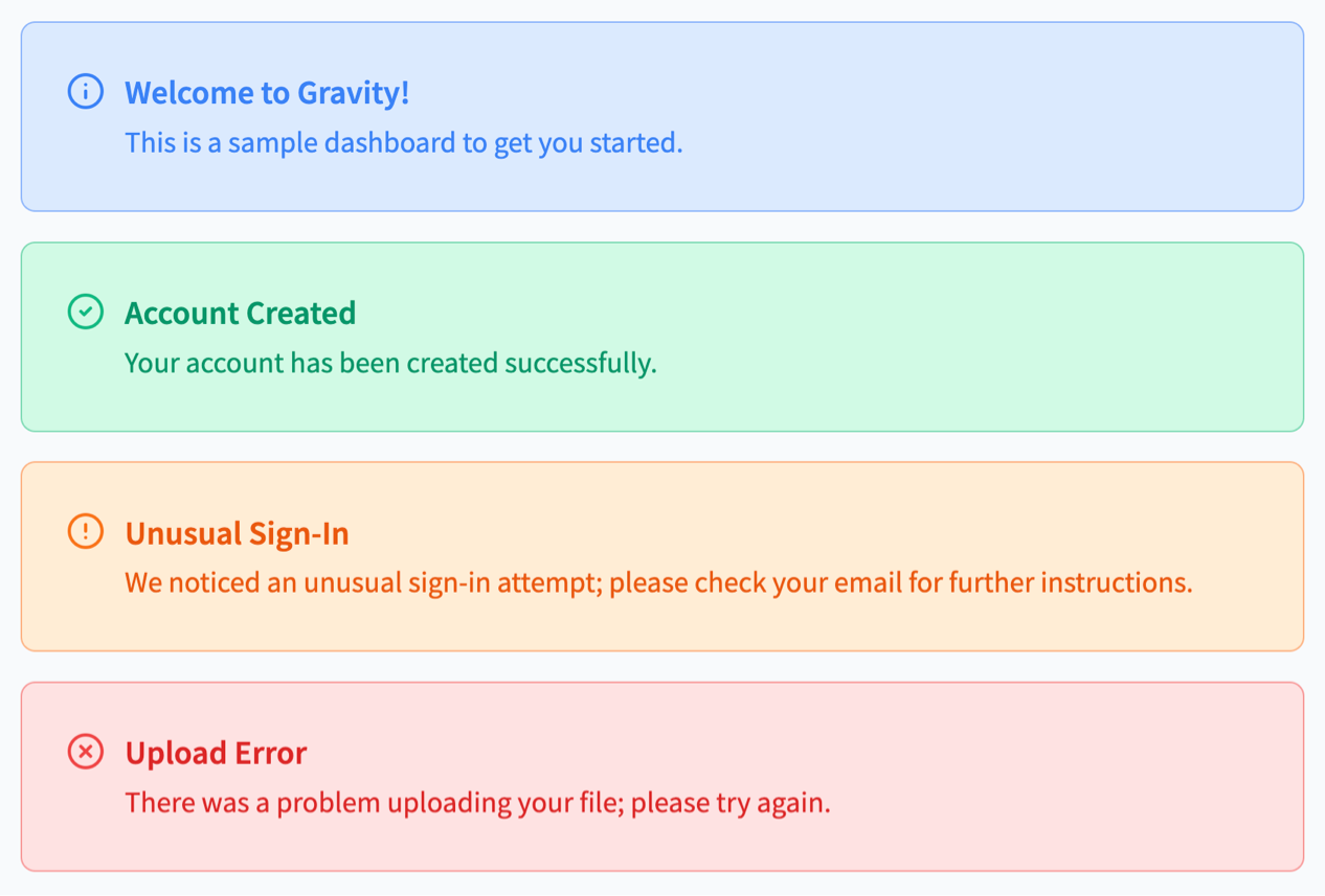 Gravity alert component